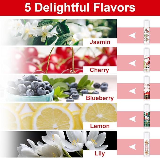 50 Pcs Pink Princess Lip Balm Bulk Pink Girl Lip Care Products Pink Girl Birthday Party Supplies Princess Party Gifts for Kids Women Bachelorette Party Bridal Baby Shower(Classic Christmas Styles)-VivaGrace Women