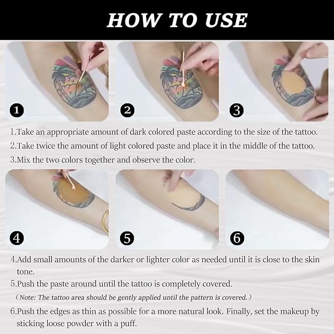 Tattoo Cover Up, Invisible Waterproof Concealer,Long Lasting Professional Skin Makeup Concealer Kit for Body Leg Tattoo, 2 Colors,30gX2-VivaGrace Women
