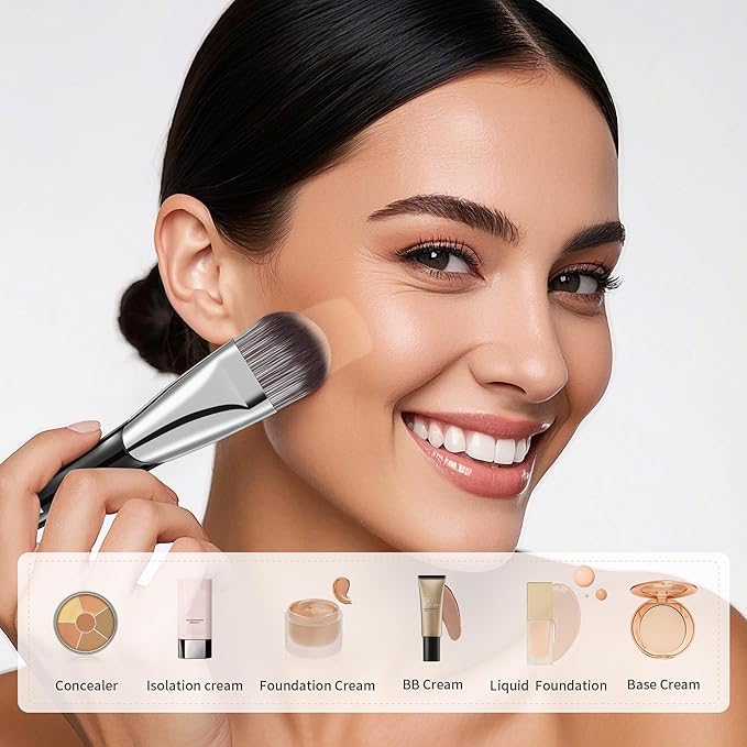 DUcare Flat Foundation Brush for Liquid Makeup, Premium Synthetic Hair Concealer/Kabuki Makeup Brush, Dense Bristles Design, Multi-Purpose Face Brushes for Liquid/Cream/Facial Mask-VivaGrace Women