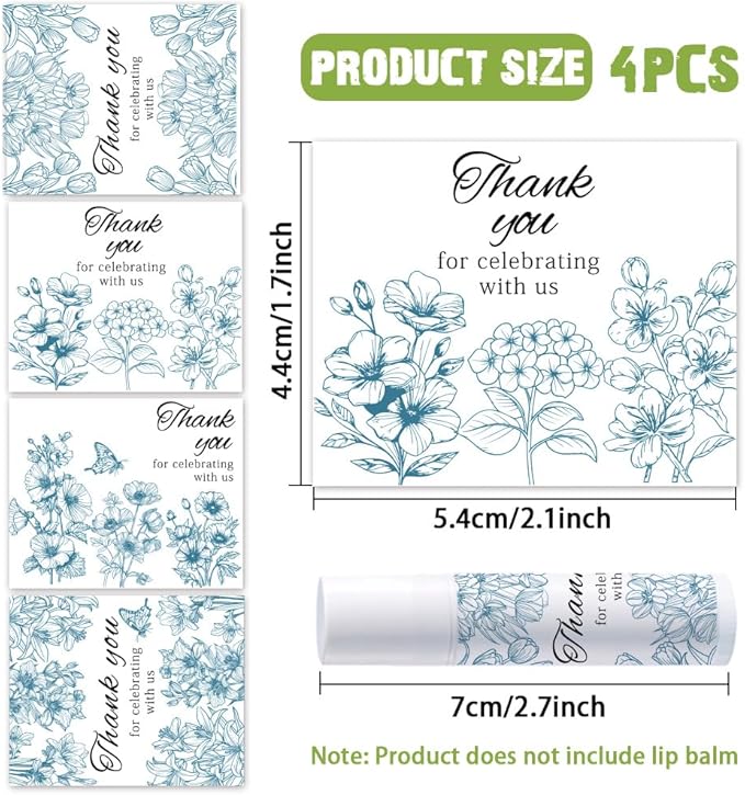 OLYCRAFT 100Pcs Self-Adhesive Lip Balm Tag Stickers 1.7x2.1 inch Waterproof Adhesive Label with Flower Patterns Rectangle Lipstick Tag Sticker for Lip Balm Container Tubes Lipstick Wrapping Decoration-VivaGrace Women