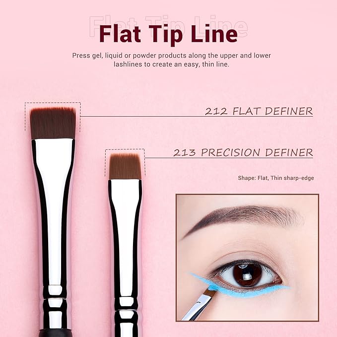 Jessup Eyeliner Brush Set, Professional Eye Liner Makeup Brushes 11pcs, Angled Flat Definer Ultra Fine Bent Pencil Point Eyeliner Brushes for Precision Liner, T324-VivaGrace Women