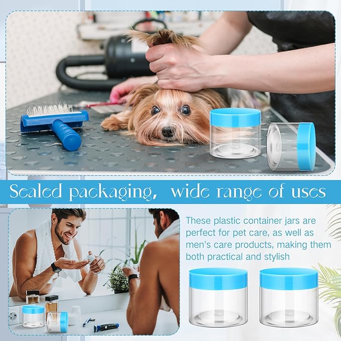 SATINIOR 24 Pieces Empty Clear Plastic Jars with Lids Round Storage Containers Wide Mouth for Beauty Product Cosmetic Cream Lotion Liquid Butter Craft and Food(Blue Lid,2 oz)-VivaGrace Women