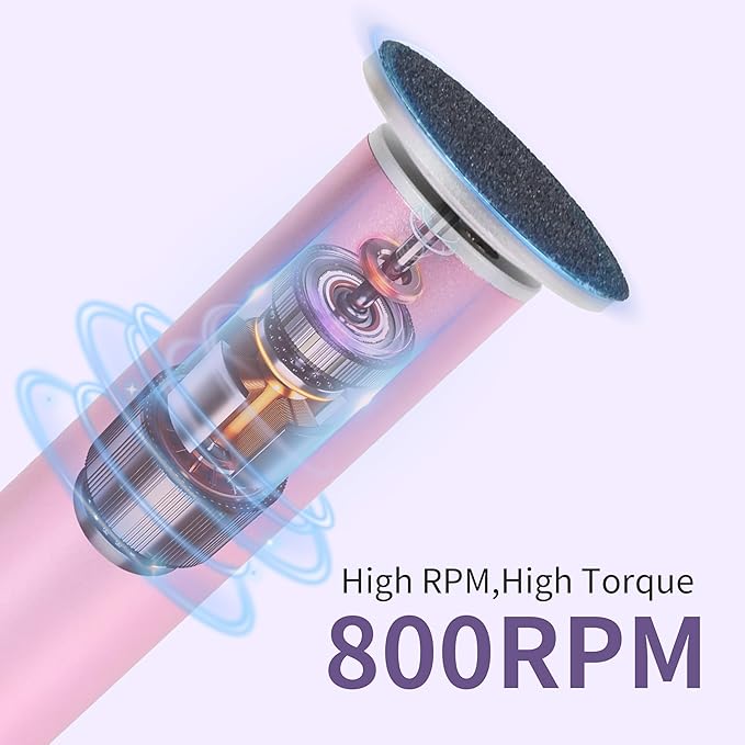 Electric Foot Callus Remover with 120pcs Sandpaper Discs(3 Sizes), Professional 800RPM Aluminum 4.8 Inches Callus Remover for Feet, Stepless Speed Control for Dead Skin (Purple)-VivaGrace Women