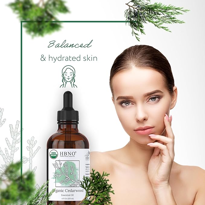 HBNO Organic Cedarwood Essential Oil - Huge 4 oz (120ml) Value Size - USDA Certified Organic Cedarwood Essential Oil for Aromatherapy, Soap Making, DIY, Fragrances, Diffuser.-VivaGrace Women