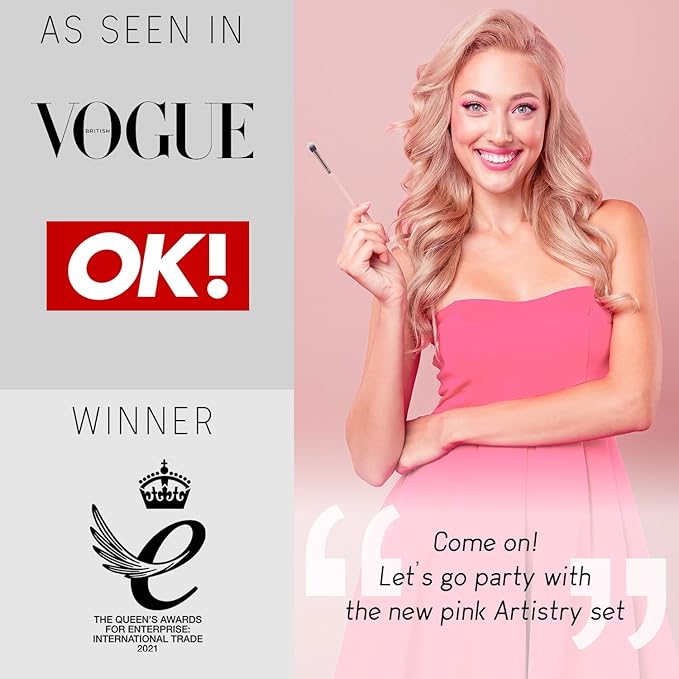 Niré Beauty 15piece Award Winning Pink Makeup Brushes: Pink Makeup Brush Set with Case, Makeup Sponge, Brush Cleaner, Guide, Gift Box-VivaGrace Women