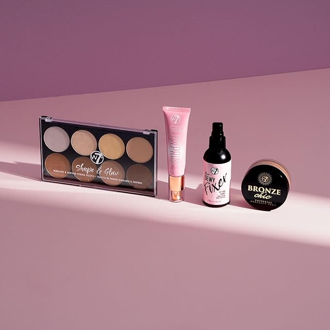 W7 Shape & Glow Makeup Set - Dewy Finish - 4 Product Set - Bronze, Contour & Secure