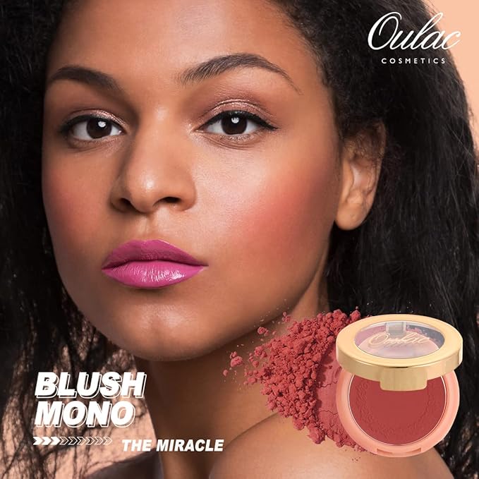 OULAC Matte Blush Makeup| Highly Pigmented Cream Blush| Natural Matte Glow| Shape & Highlight Face| Cruelty-Free Blush with Rose Oil| 08 The Miracle (matte bright coral) 4.8g-VivaGrace Women