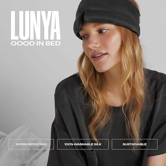 Lunya Sleep Mask with Box - Washable Silk Sleeping Mask and Headband for Beauty Routines - Thermoregulating Comfort for Restful Nights - Silk Eye Mask for Women - Large - Meditative Grey-VivaGrace Women