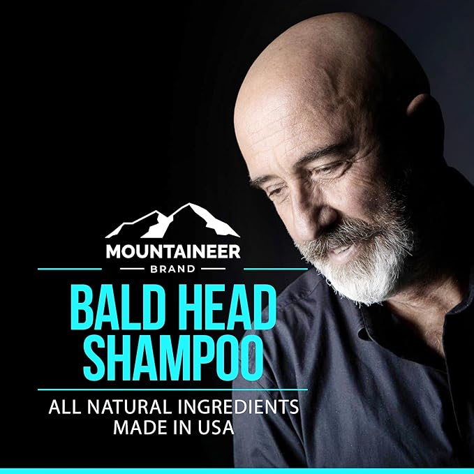 Mountaineer Brand Bald Head Shampoo for Men | All Natural Moisturizing/Hydrating Shaving Soap and Face Cleanser | For Daily Head/Scalp Care and Wash | Cleanse | Refreshing Natural Scent 4oz-VivaGrace Women