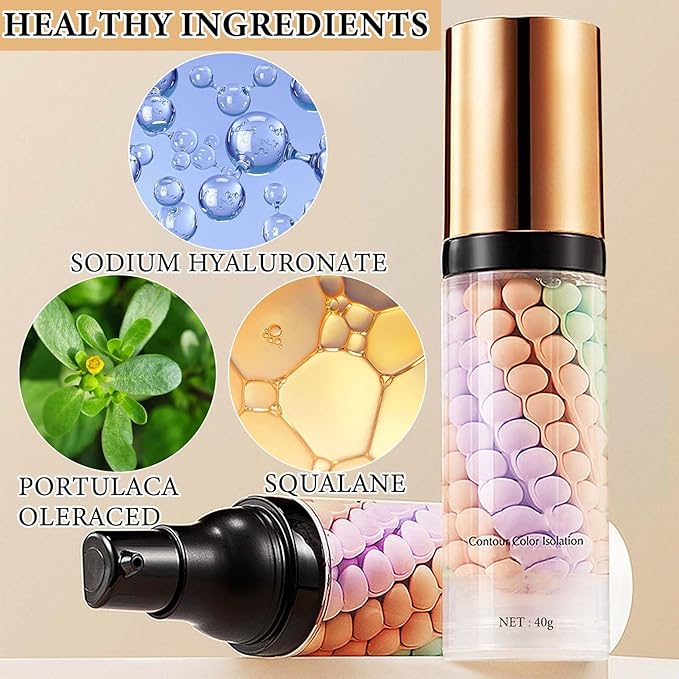 1 Pcs One Step Color Corrector,Natural Isolation Cream,Face Primer Makeup Tricolor Tinted Moisturizer,Oil Control & Moisturizing Skin Tone Correcting and Brightening Primer Concealer Foundation-VivaGrace Women