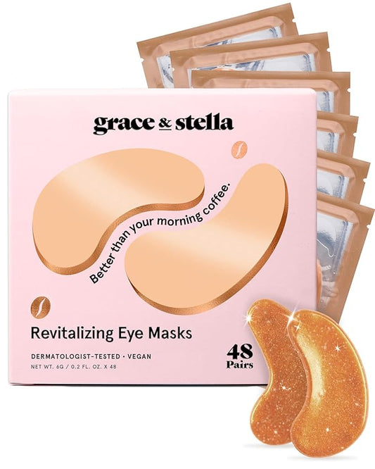 grace & stella Caffeine Under Eye Patches - Awakening Eye Patches for Puffy Eyes and Dark Circles - Under Eye Mask Patches with Niacinamide & Hyaluronic Acid - Vegan, Cruelty-Free (Bronze, 48 Pairs)-VivaGrace Women