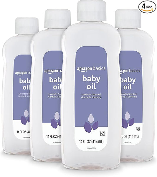 Amazon Basics Baby Oil, Lavender Scented, 14 Fl Oz (Pack of 4) (Previously Solimo)-VivaGrace Women