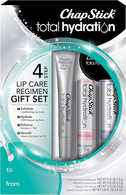 ChapStick Total Hydration Lip Kit Gift Set, Lip Moisturizer, Lip Scrub and Lip Balm Set - 4 Count-VivaGrace Women