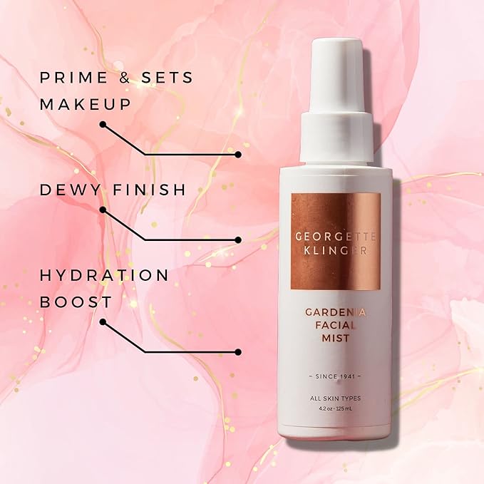 Georgette Klinger Gardenia Facial Mist - Collagen-Infused Face Spray, Long-Lasting Makeup, Hydration for Dewy and Smooth Skin, Anti Aging for All Skin Types- 4.2 oz-VivaGrace Women