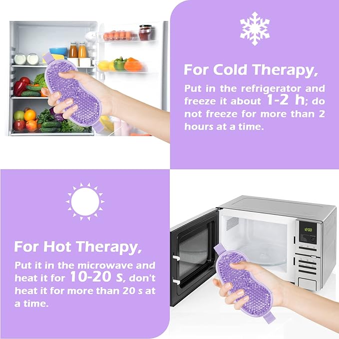 Permotary 2PCS Gel Eye Mask Reusable Hot Cold Compress Pack Eye Therapy,Therapeutic Gel Eye Spa Pad for Puffiness/Dark Circles/Eye Bags/Dry Eyes/Headaches/Migraines/Stress Relief-Pink&Purple-VivaGrace Women