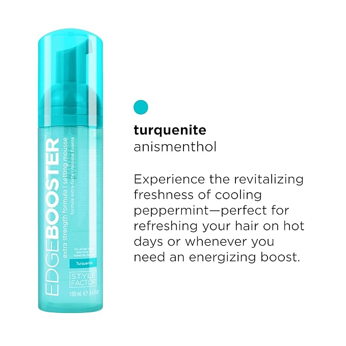 Style Factor EDGE BOOSTER Extra Strength Setting Mousse – Frizz Control, Extra Volume, and Conditioning – 2.5oz Turquenite Mousse for Curly Hair-VivaGrace Women