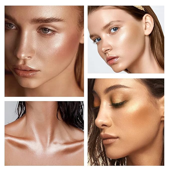 Shimmer Body Luminizer 5 Color Waterproof Smooth Face Body Glow Illuminator Non-sticky Liquid Body Highlight Illuminator for Face & Body & Leg (80 ML, 02 Gold)-VivaGrace Women