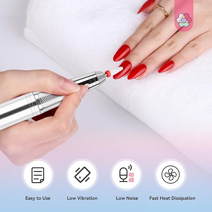 SAVILAND 45000RPM Electric Nail Drill Professional: Unique Coreless Nail File Last 15H Long Battery Life |Cordless Nail Drill for Quick Acrylic Nail Removal Ultra Quiet Salon Use Manicure Pedicure-VivaGrace Women