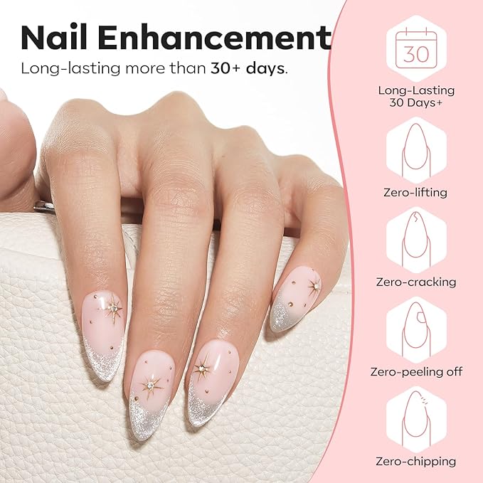 modelones Builder Nail Gel, 8-in-One Barely Pink Builder, Sheer Pink Rubber Base Gel Polish, LED Lamp Cured Color Base Hardener Strengthener Apex Building Extension for Girls DIY Salon Home-VivaGrace Women