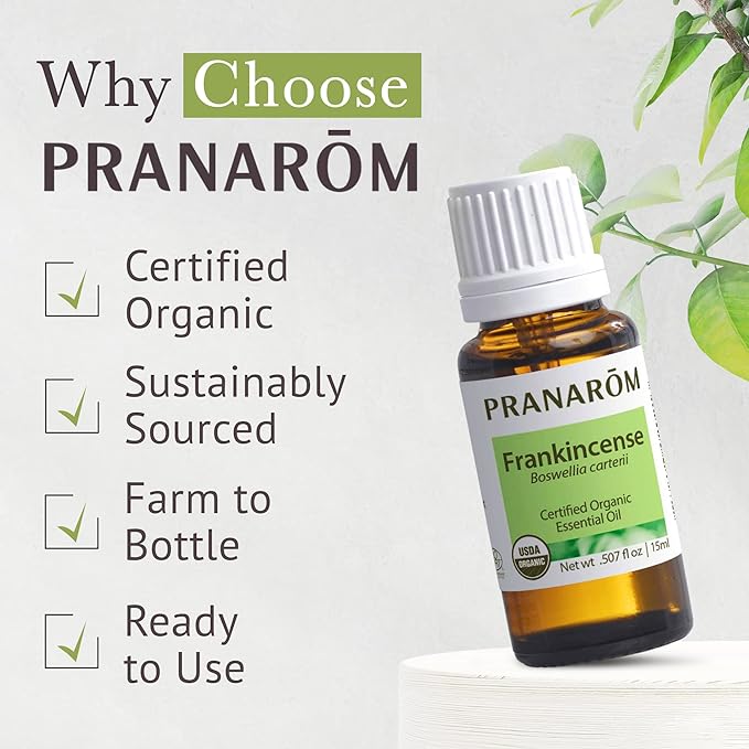 Pranarom USDA Certified Organic Frankincense Essential Oil (15ml), 100% Pure Undiluted Therapeutic Grade from Somalia for Aromatherapy, Diffuser, Skincare, Relaxation, Meditation-VivaGrace Women