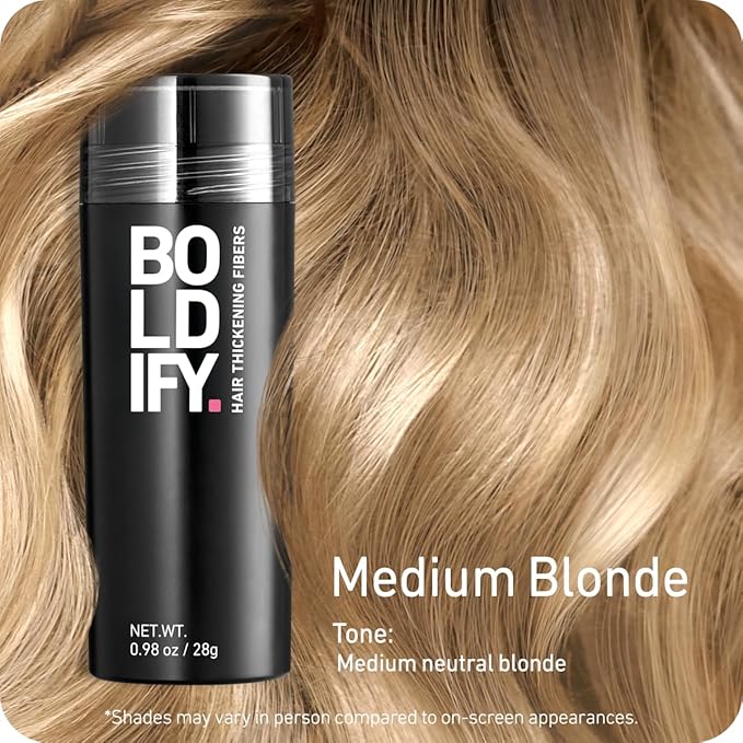 BOLDIFY Hair Fibers (28g) - Fill In Thinning and Fine Hair for an Instantly Fuller, Thicker Look - 14 Shades for Women & Men - Medium Blonde-VivaGrace Women
