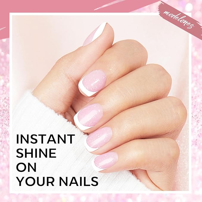 modelones Builder Nail Gel, 8-in-One Nude Pink Glitter Builder, Rainbow Iridescent Shimmer Nail Gel Polish, Jelly Pink Sparkle LED Lamp Cured Hard Rubber Color Base for Home DIY Salon Girls-VivaGrace Women