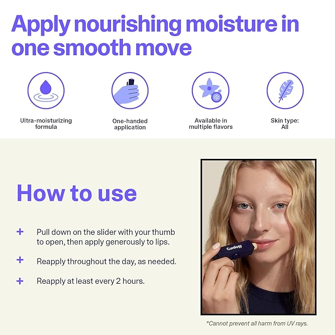 Curology Lip Balm, Nourishing Hydration for Dry Chapped Lips, Shea Butter Softens and Smooths, Subtle Passion Fruit-VivaGrace Women