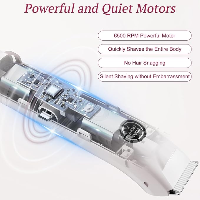 Bikini Trimmer for Women, 4 in 1 Wet/Dry Electric Razors for Women - Dual Head, Painless Rechargeable Portable Womens Razors for Shaving Set for Face, Nose, Eyebrows, Armpits, Bikini Area (White)-VivaGrace Women