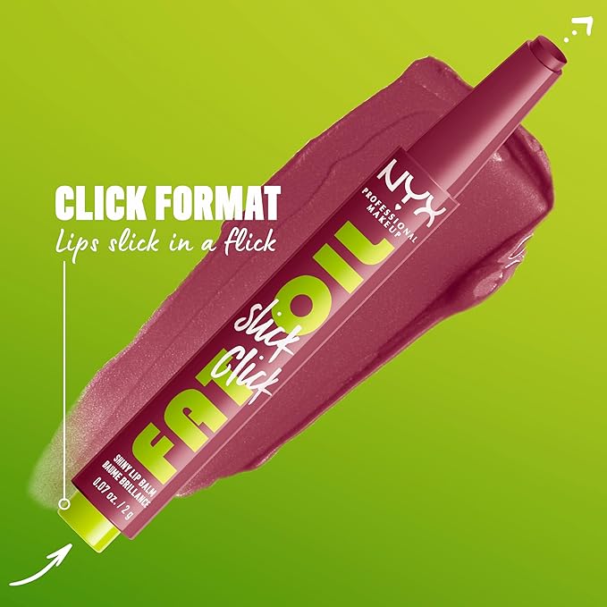 NYX PROFESSIONAL MAKEUP Fat Oil Slick Click, Lightweight, Buildable, Pigmented Vegan Lip Balm - Thats Major-VivaGrace Women