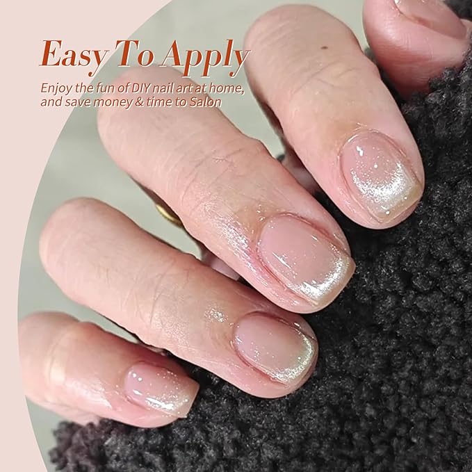 Born Pretty Gel Nail Polish Nude Pink Series,Jelly Transparent,Cat Magnetic Eye,Shimmer Glitter Holographic Nude Pink Gel Polish Kit for Salon Manicure and Nail Art DIY at Home 6Colors-VivaGrace Women