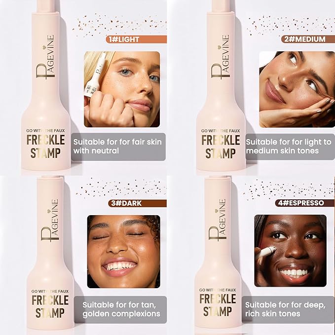 Freckle Stamp Pen,Fake Freckles Stain Marker Pencil Tool for Natural and Lifelike Sunkissed Face Freckle Makeup for Waterproof and Long-Lasting,Quick Dry 5-Point Faux Freckle Stamp Cushion, 01 Light-VivaGrace Women