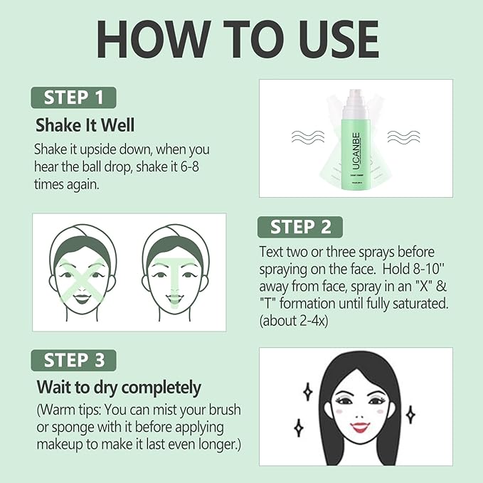 Dewy Makeup Setting Spray Kit-3.38 Fl oz Hydrating Illuminating Finishing Spray Lightweight Face Mist All Day Long Make up Fixer +2PCS Sponge Puff, Hydrate Skin for a Bright Look-VivaGrace Women