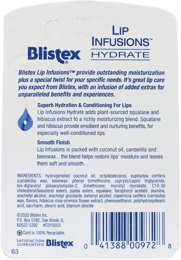 Blistex Lip Infusions Hydrate Lip Moisturizer 0.13 Ounce-VivaGrace Women