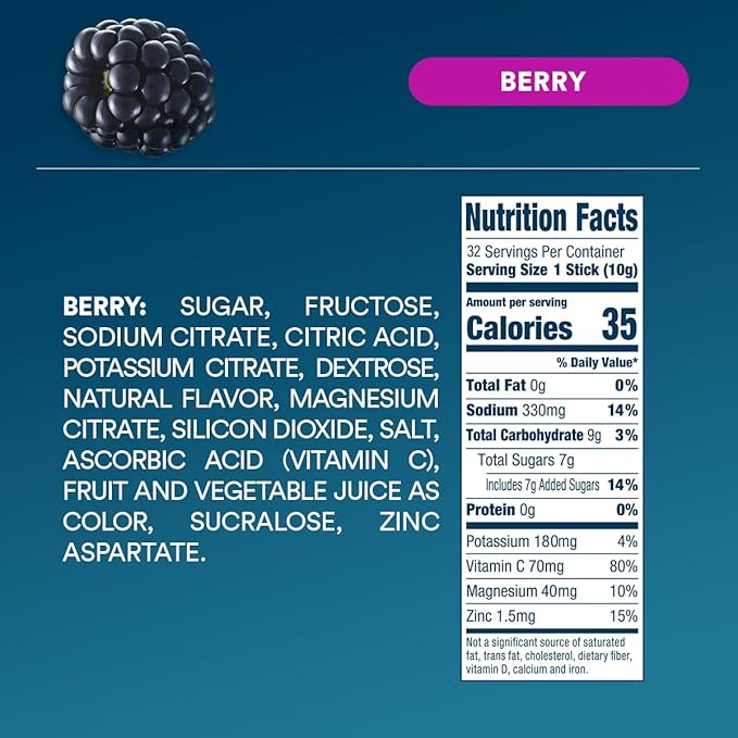 DripDrop Hydration Packets - Berry - Single Serve Electrolytes Powder Drink Mix - Non-GMO, Gluten Free, Vegan - 32 Sticks-VivaGrace Women