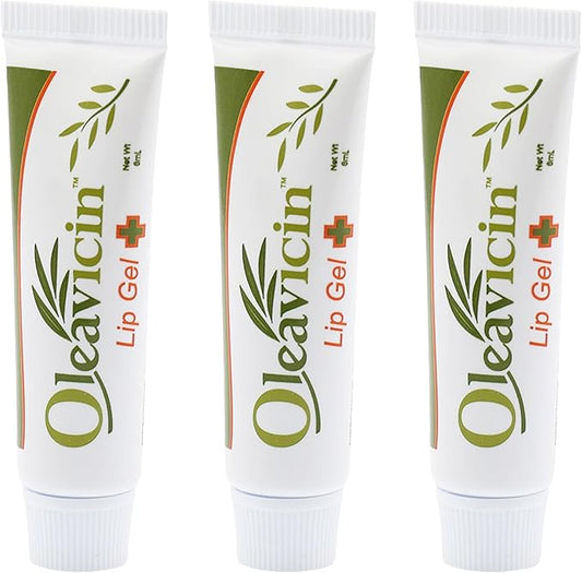Lip Gel – Natural Cold Sore & Fever Blister Treatment with Organic Olive Leaf – Fast-Acting Relief – 1.3oz (3.8) - 3 Pack-VivaGrace Women
