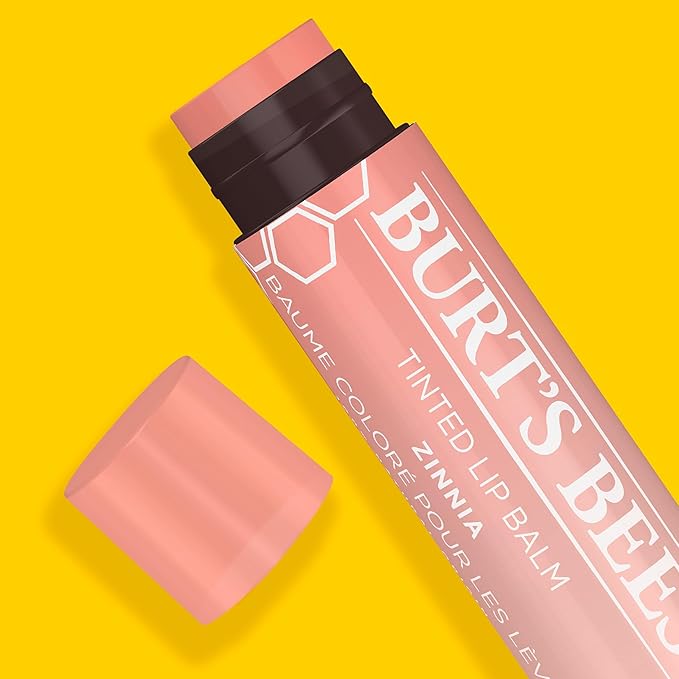 Burt's Bees Lip Tint Balm with Long Lasting 2 in 1 Duo Tinted Balm Formula, Color Infused with Deeply Hydrating Shea Butter for a Natural Looking Buildable Finish, Raspberry Zinnia (2-Pack)-VivaGrace Women