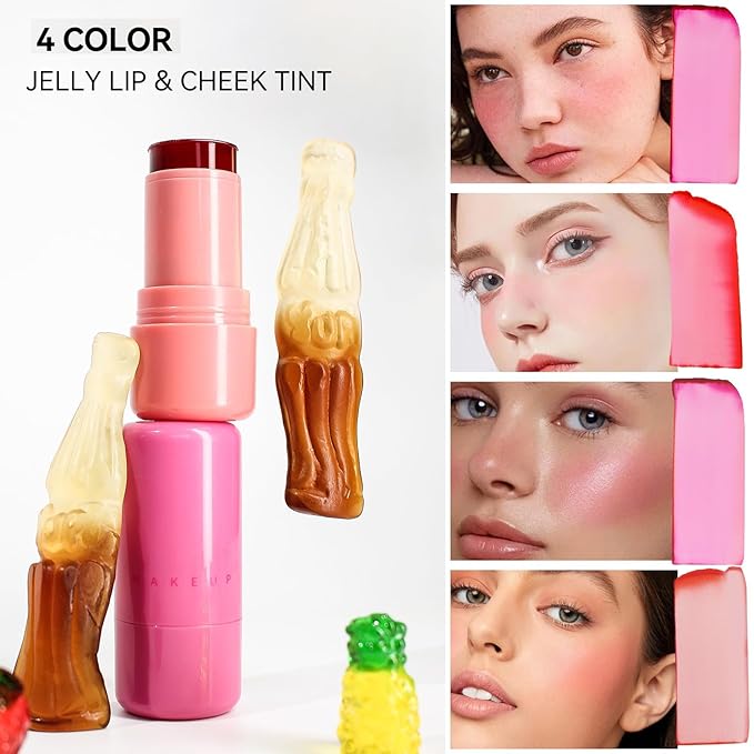 Milk Jelly Blush, Sheer Lip & Cheek Stain, Milk Cooling Water Jelly Tint, Buildable Watercolor Finish, Long Lasting Milk Jelly Blush Stick, Face Blushes, Lip Gloss for All Skin Tones, 03-VivaGrace Women