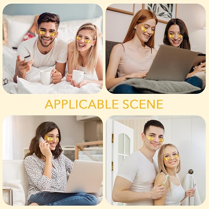 Under Eye Patches, Gold Eye Patches for Puffy Eyes and Dark Circles 24k Gold Under Eye Mask for Wrinkles Eye Bags for Women and Men Collagen Skincare Treatment (20pcs)-VivaGrace Women