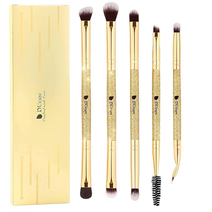 DUcare Eyeshadow Brushes Set Duo End Eye Makeup Brushes Professional Eyeshadow Brush set 5Pcs Travel Concealer Eyebrow Eyelash Eye Liners Blending-VivaGrace Women
