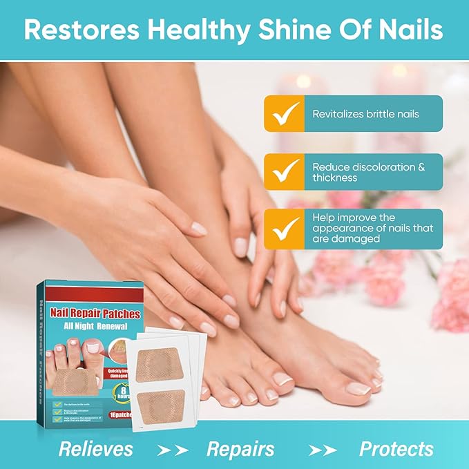 Toenail Repair Treatment, 16Pcs Nail Repair Treatment Extra Strength, Restores Health Appearance of Discolored or Damaged Nails, Comfortable & Convenient-VivaGrace Women
