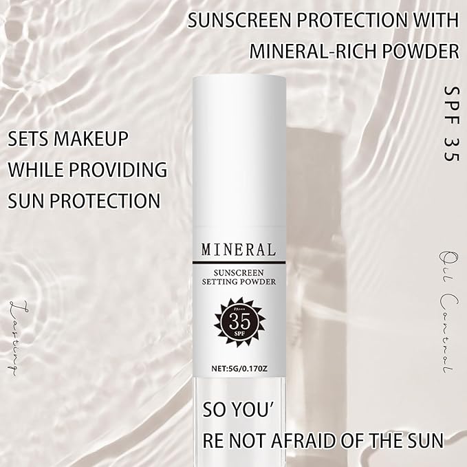 Mineral Sunscreen Setting Powder, SPF 35 Translucent Loose Powder, Mineral Brush Powder, Oil Control Natural Matte Finish, Lasting Lightweight Breathable for All Skin (#03 White)-VivaGrace Women