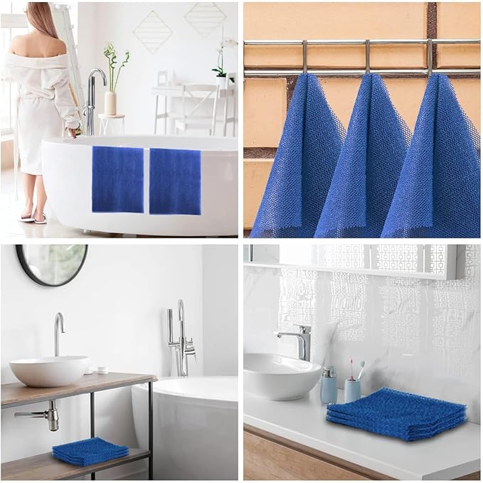 UJFQBH 3 Pieces African Bath Sponge African Net Long Net Bath Sponge Exfoliating Shower Body Scrubber Back Scrubber Skin Smoother,Great for Daily Use (Blue)-VivaGrace Women