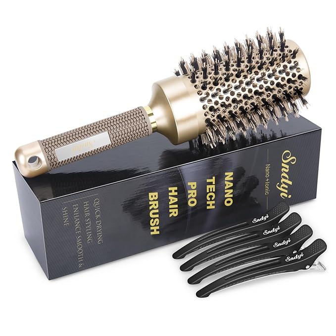 Round Brush for Blow Drying, Nano Thermal Ceramic & Ionic Tech Hair Brush with Boar Bristles, Professional Barrel Brush for Styling,Curling and Straightening by Sndyi (3.3 Inch, 2.1 Inch)-VivaGrace Women