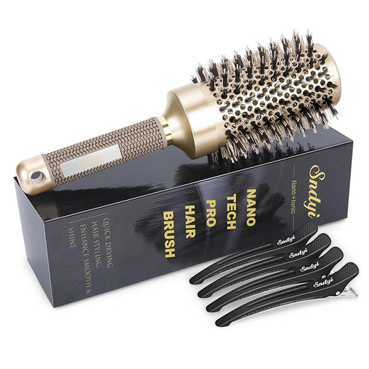 Round Brush for Blow Drying, Nano Thermal Ceramic & Ionic Tech Hair Brush with Boar Bristles, Professional Barrel Brush for Styling,Curling and Straightening by Sndyi (3.3 Inch, 2.1 Inch)-VivaGrace Women