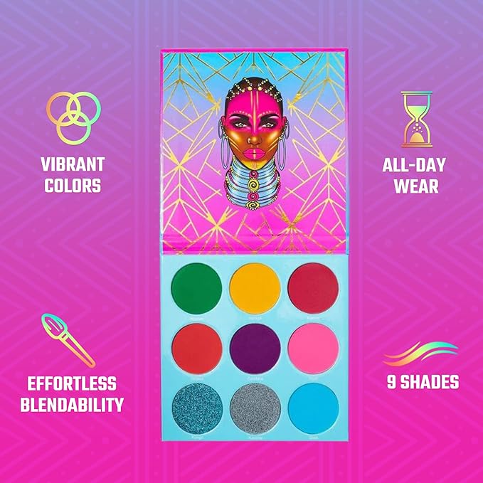 Juvia's Place Palette The Warrior III - Deep Emerald Green, Red, Violet, Cerulean Blue, Shades of 9, Pigmented Makeup Palette Eye Color & Shine-VivaGrace Women