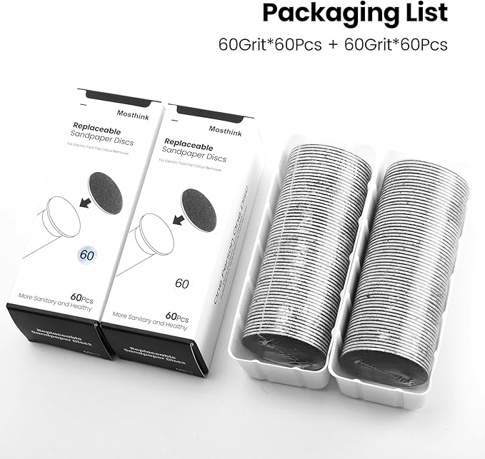 120pcs Replacement Sandpaper Refill Discs for Electric Foot File Callus Remover Tool for Men Women Dead Cracked Hard Skin (60 Grit+60 Grit)-VivaGrace Women