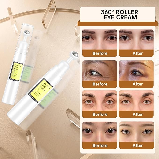 Advanced Snail Peptide Eye Cream for Dark Circles & Puffiness, Snail Mucin Eye Cream with Niacinamide Reduce Wrinkles & Fine Lines, 2 Pcs Under Eye Roller Cream for Moisturizing.-VivaGrace Women