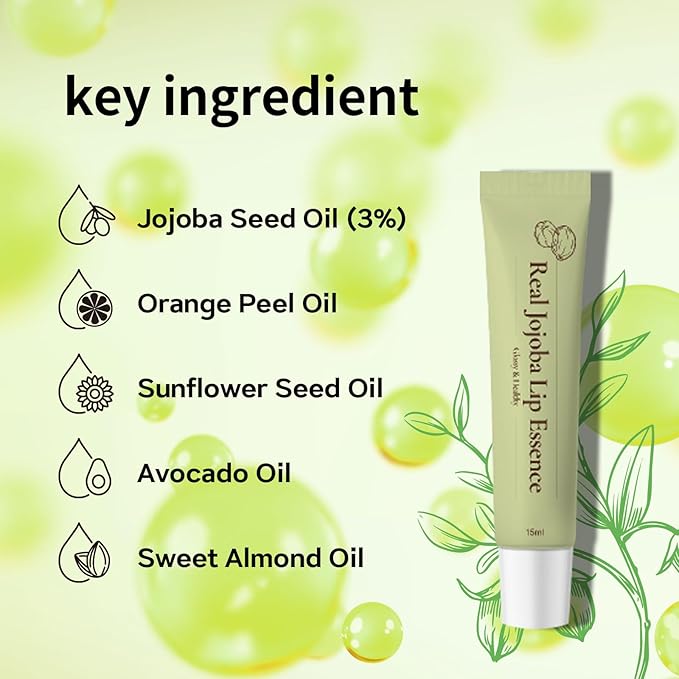 Real Jojoba Lip Essence Serum Moisturizing Formula - Natural Ingredients, Hydrating, Anti-Aging, Non-Sticky, 0.5 Fl oz Travel Size-VivaGrace Women