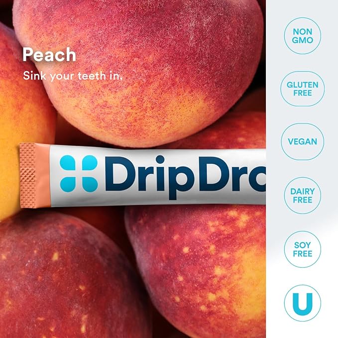 DripDrop Sugar Free Hydration Packets - Zero Peach - Single Serve Electrolytes Powder Drink Mix - Non-GMO, Gluten Free, Vegan - 32 Sticks-VivaGrace Women