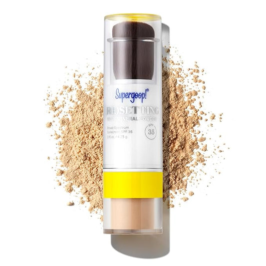 Supergoop! (Re) setting Mineral Powder, Light - 0.15 oz - Makeup Setting Powder + Broad Spectrum SPF 35 PA+++ Sunscreen - With Ceramides, Olive Glycerides & Coated Silica Spheres-VivaGrace Women